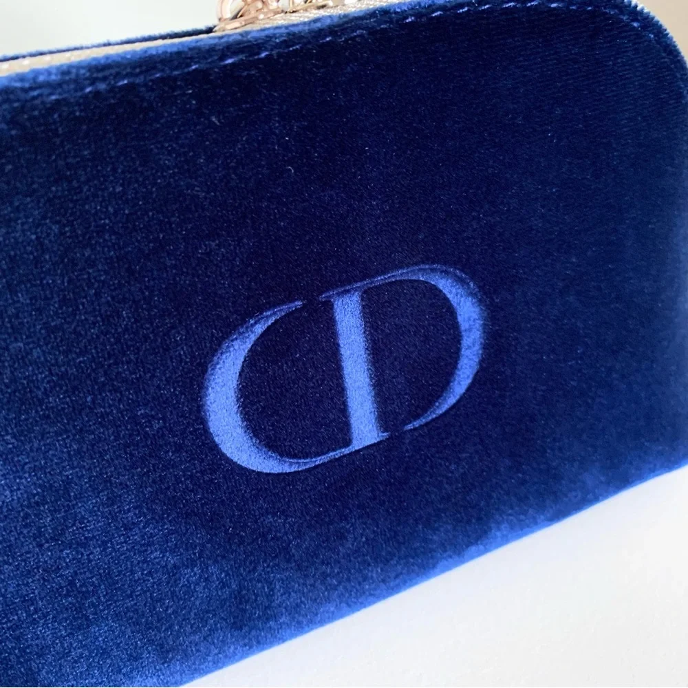 Dior navy velvet zippy pouch